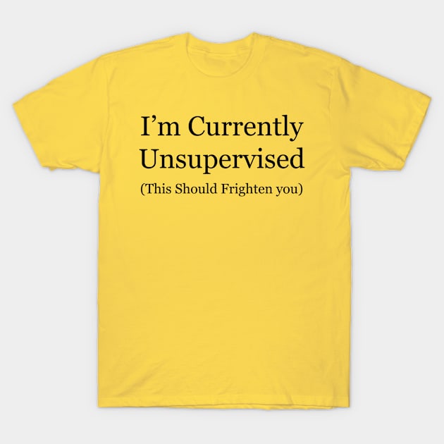 Unsupervised Adult Alert Tee - Sarcastic "This Should Frighten You" T-Shirt, Perfect for Casual Wear or Quirky Gift T-Shirt by TeeGeek Boutique